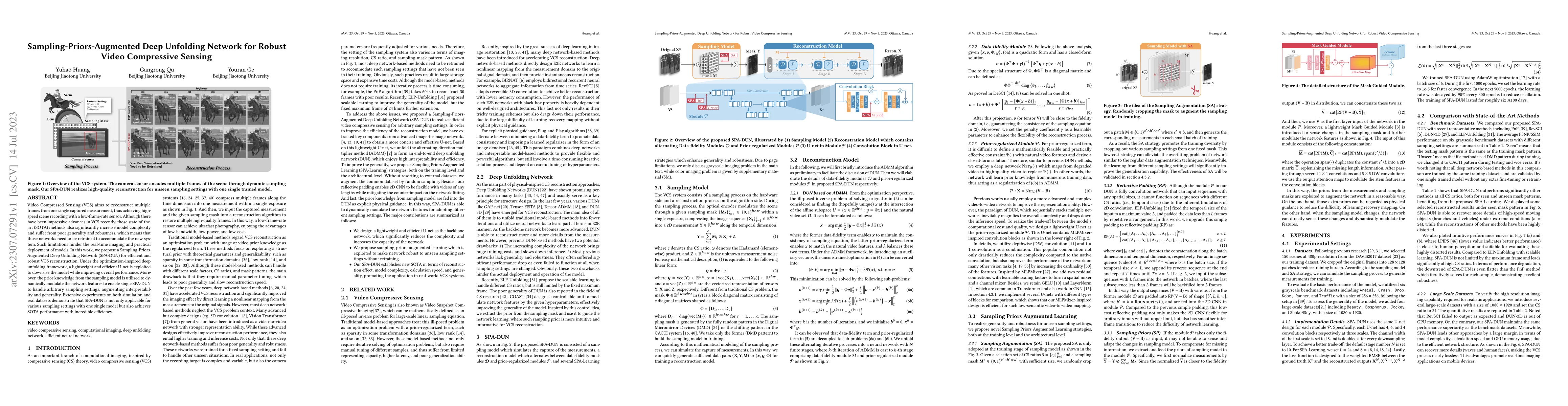 Thumbnail for Sampling-Priors-Augmented Deep Unfolding Network for Robust Video
  Compressive Sensing