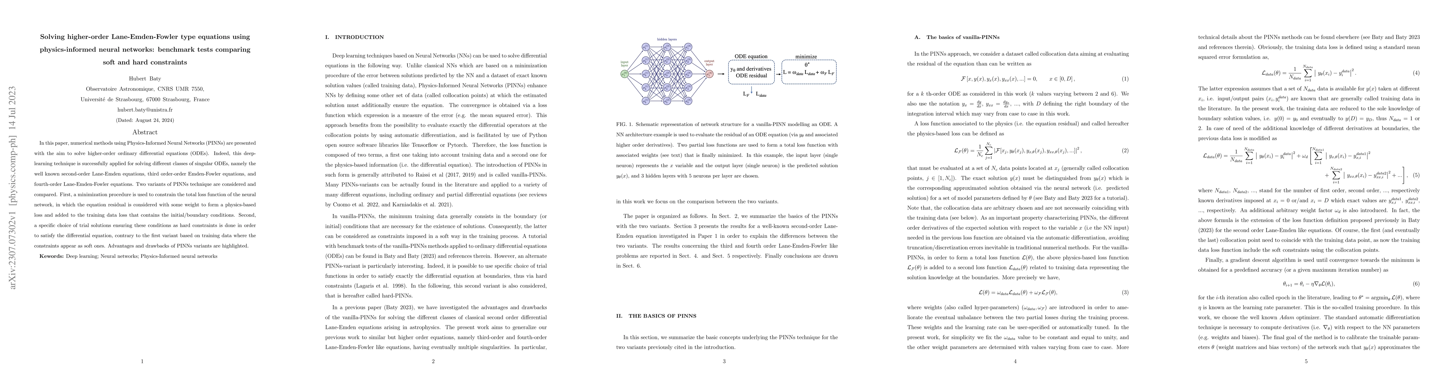 Thumbnail for Solving higher-order Lane-Emden-Fowler type equations using
  physics-informed neural networks: benchmark tests comparing soft and hard
  constraints