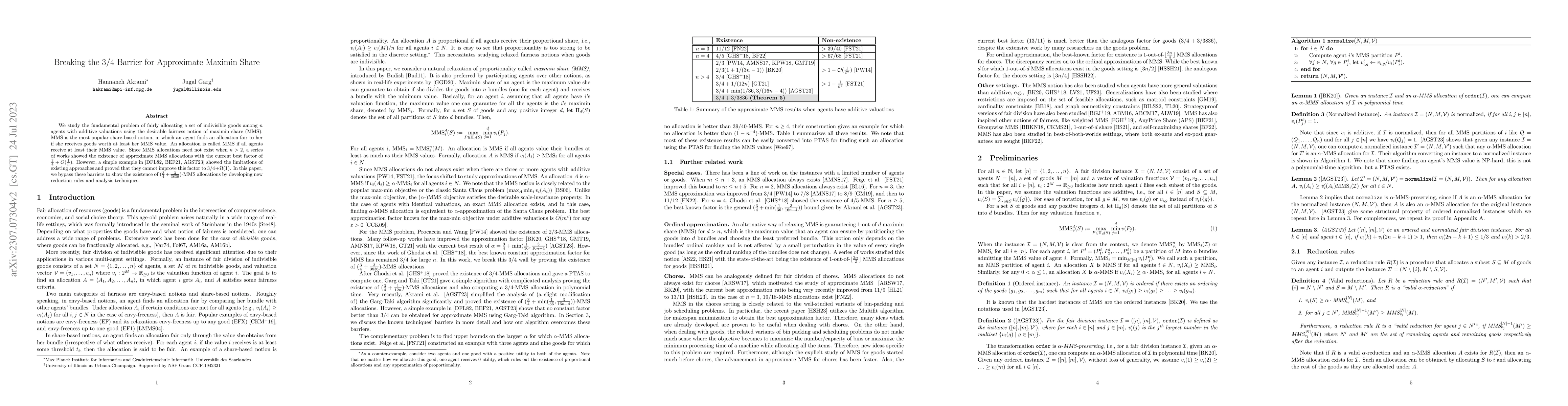 Thumbnail for Breaking the $3/4$ Barrier for Approximate Maximin Share