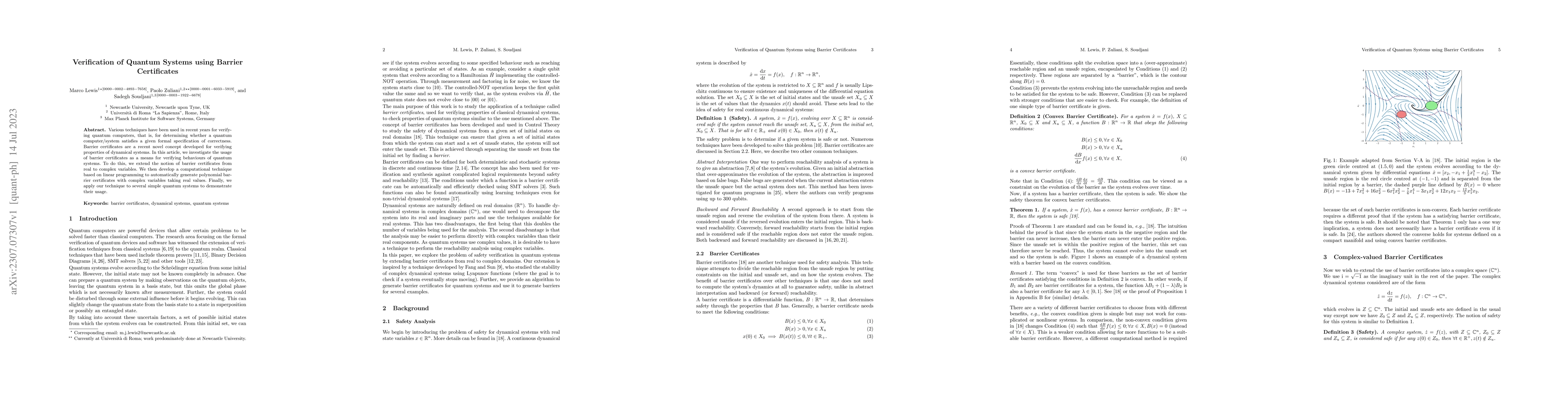 Thumbnail for Verification of Quantum Systems using Barrier Certificates