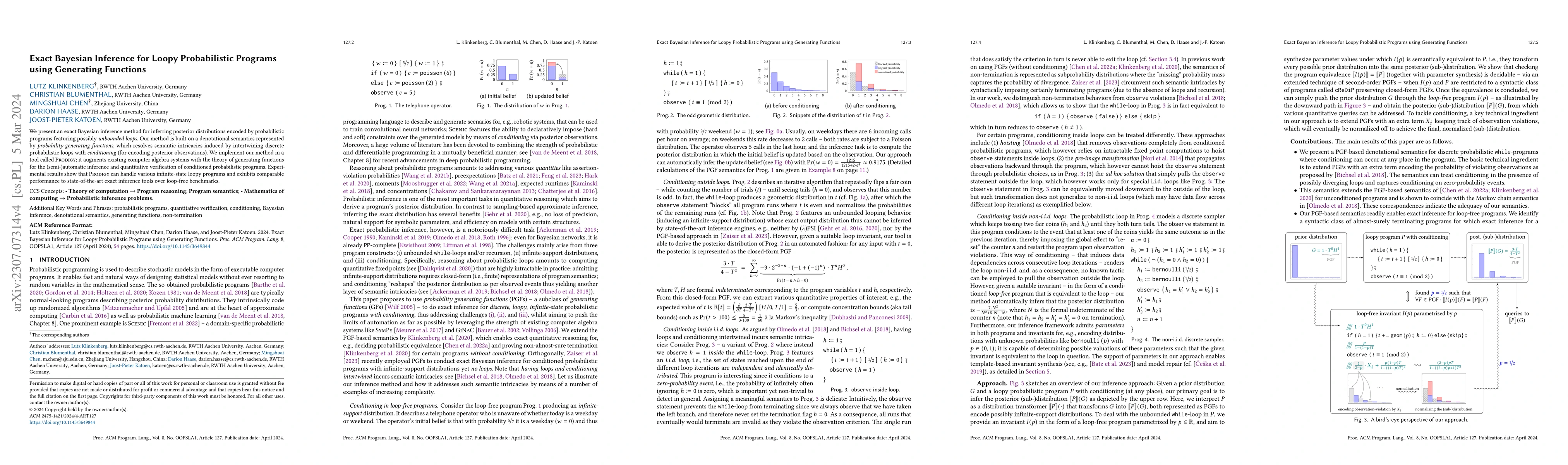 Thumbnail for Exact Bayesian Inference for Loopy Probabilistic Programs using
  Generating Functions