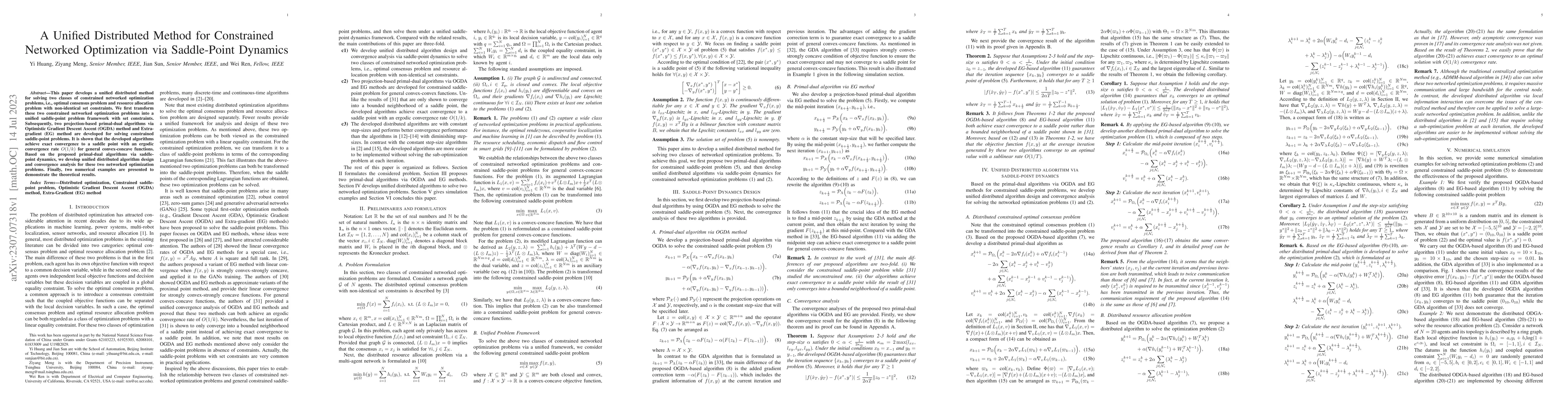Thumbnail for A Unified Distributed Method for Constrained Networked Optimization via
  Saddle-Point Dynamics