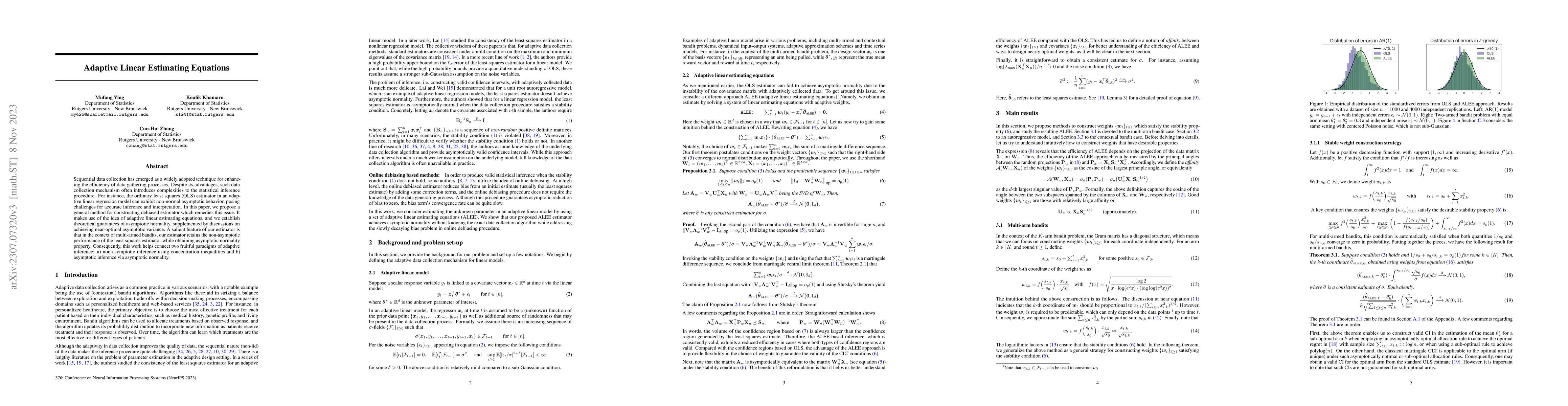 Thumbnail for Adaptive Linear Estimating Equations