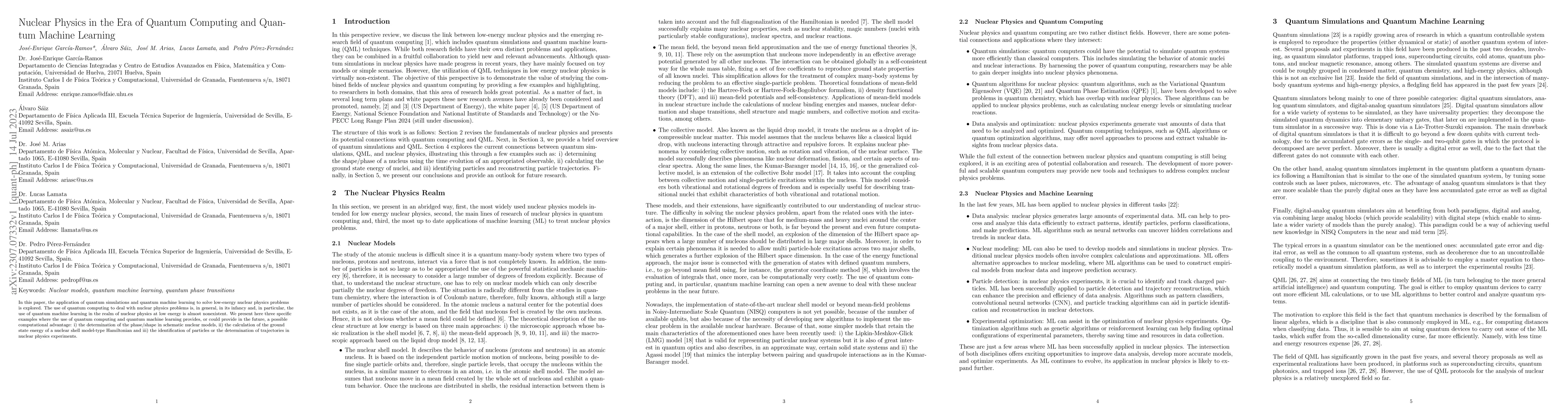 Thumbnail for Nuclear Physics in the Era of Quantum Computing and Quantum Machine
  Learning