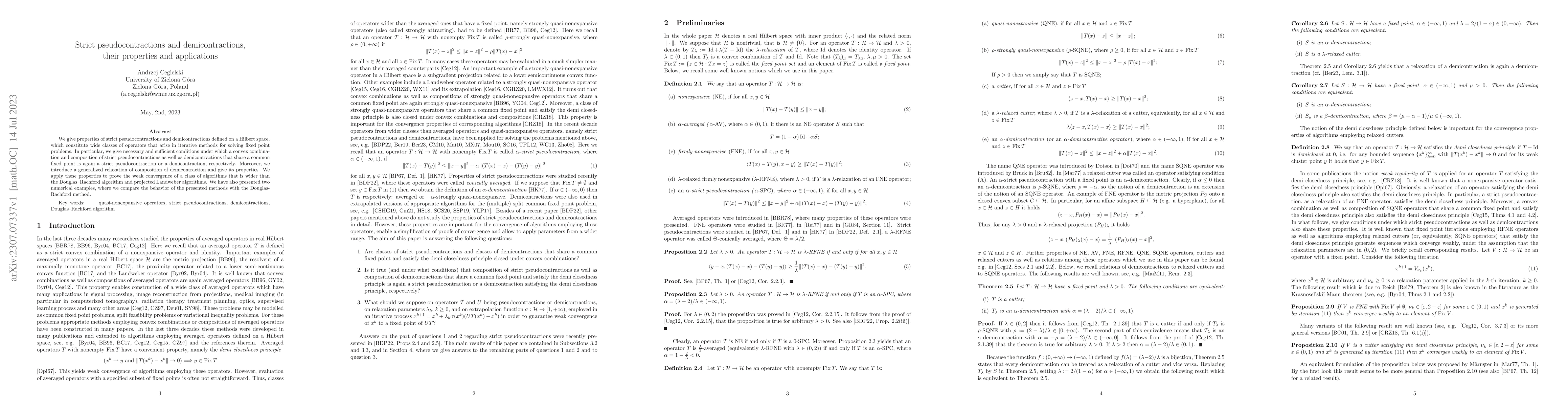 Thumbnail for Strict pseudocontractions and demicontractions, their properties and
  applications