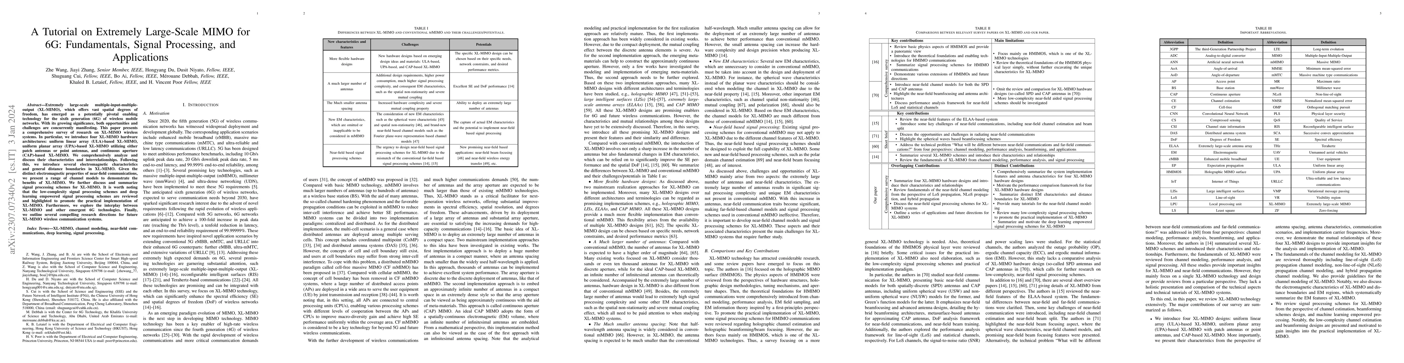 Thumbnail for A Tutorial on Extremely Large-Scale MIMO for 6G: Fundamentals, Signal
  Processing, and Applications