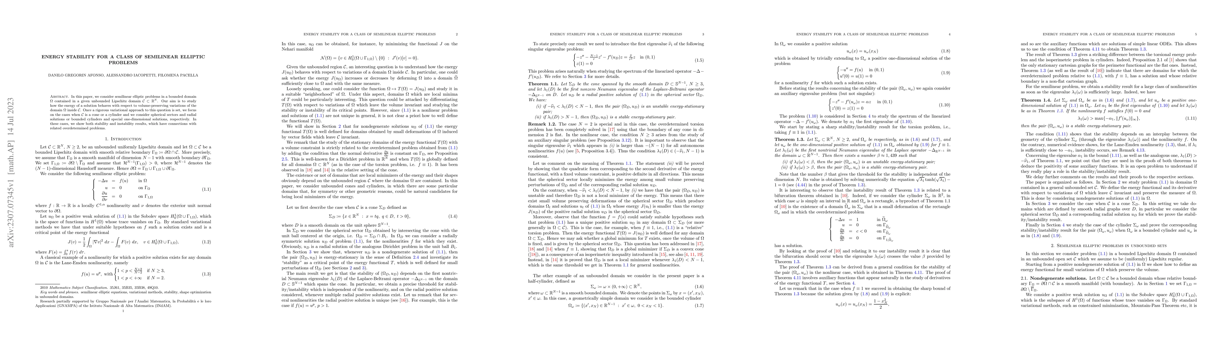 Thumbnail for Energy stability for a class of semilinear elliptic problems