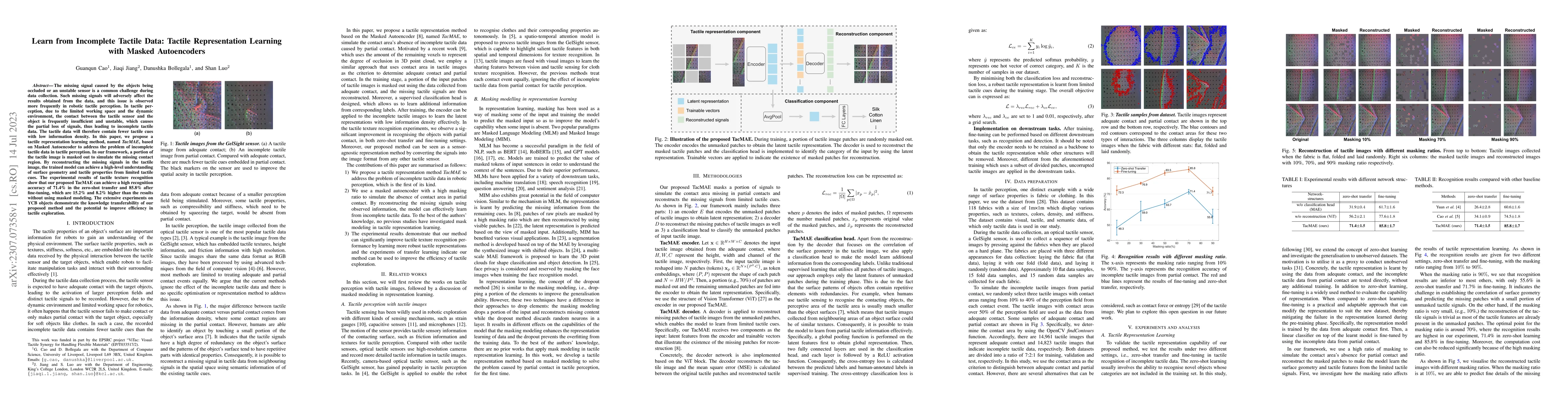 Thumbnail for Learn from Incomplete Tactile Data: Tactile Representation Learning with
  Masked Autoencoders