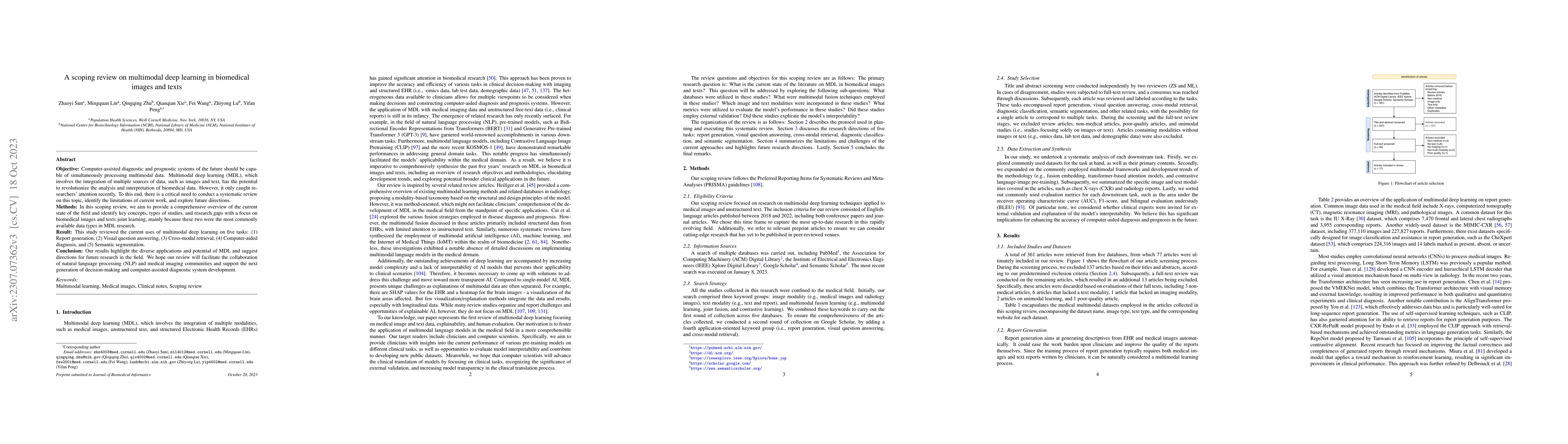 Thumbnail for A scoping review on multimodal deep learning in biomedical images and
  texts