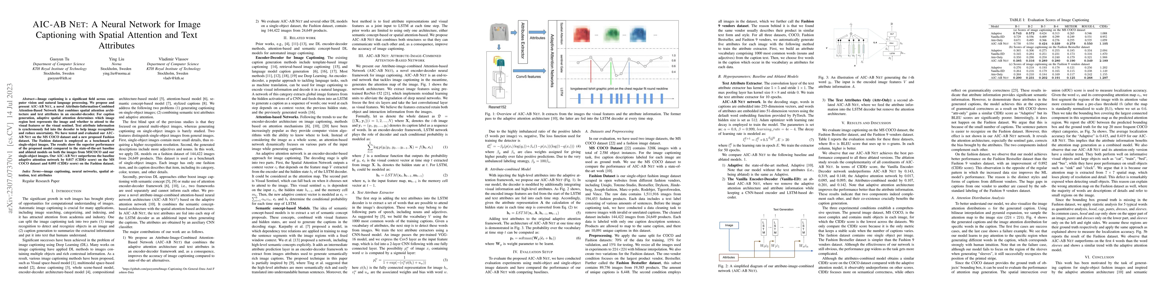 Thumbnail for AIC-AB NET: A Neural Network for Image Captioning with Spatial Attention
  and Text Attributes