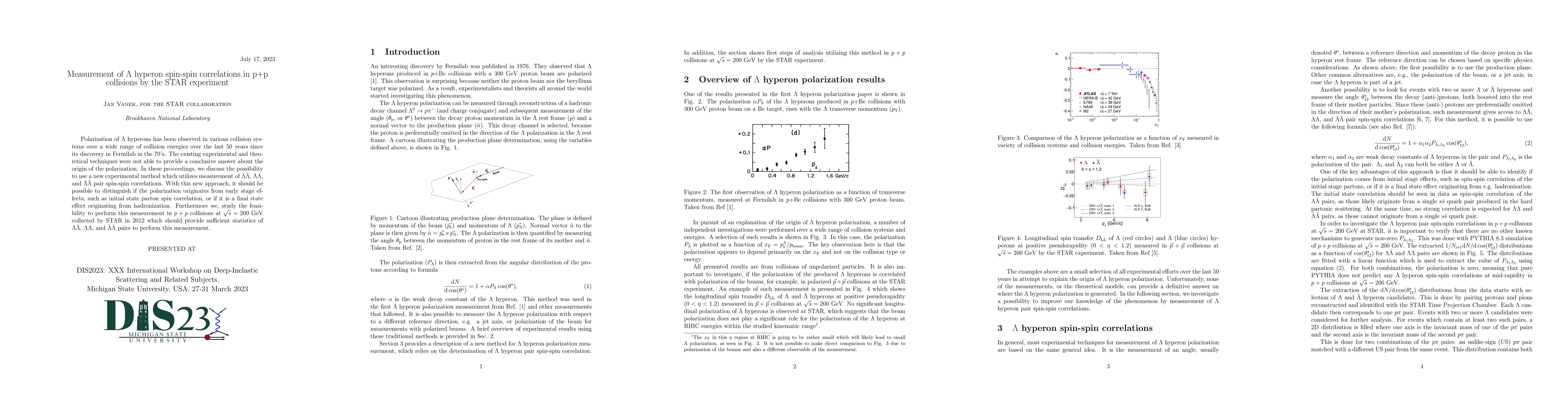 Thumbnail for Measurement of $\Lambda$ hyperon spin-spin correlations in p+p
  collisions by the STAR experiment