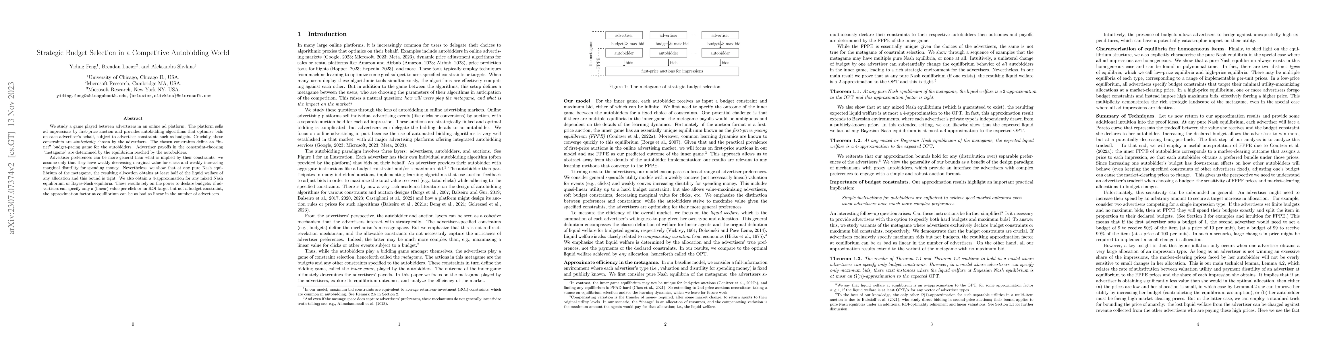 Thumbnail for Strategic Budget Selection in a Competitive Autobidding World