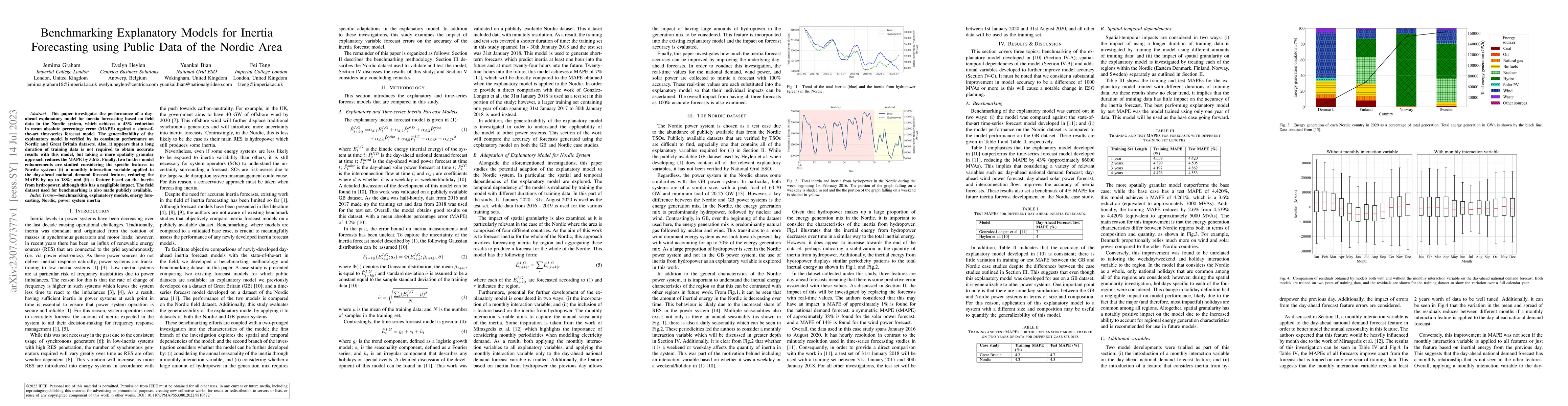 Thumbnail for Benchmarking Explanatory Models for Inertia Forecasting using Public
  Data of the Nordic Area