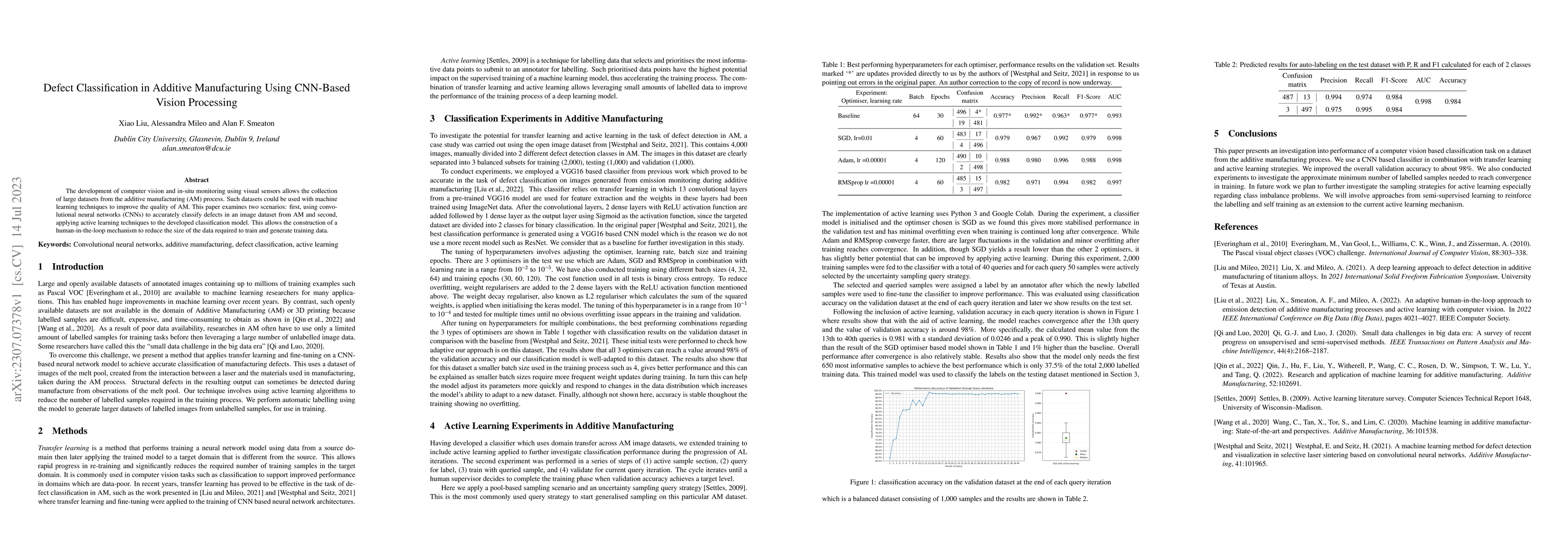 Thumbnail for Defect Classification in Additive Manufacturing Using CNN-Based Vision
  Processing