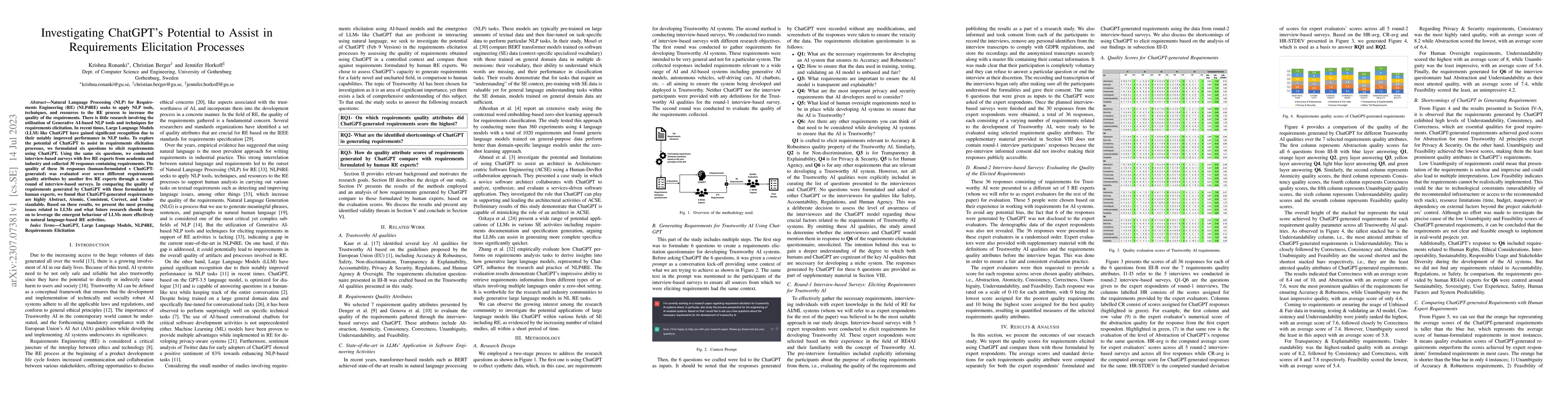 Thumbnail for Investigating ChatGPT's Potential to Assist in Requirements Elicitation
  Processes