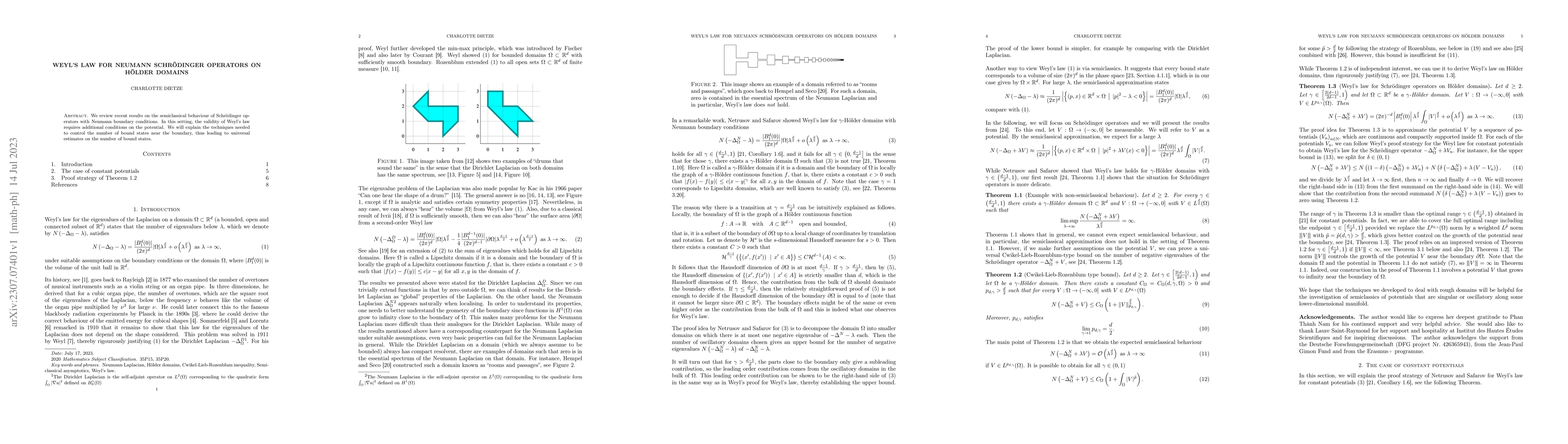 Thumbnail for Weyl's law for Neumann Schr\"{o}dinger operators on H\"{o}lder domains