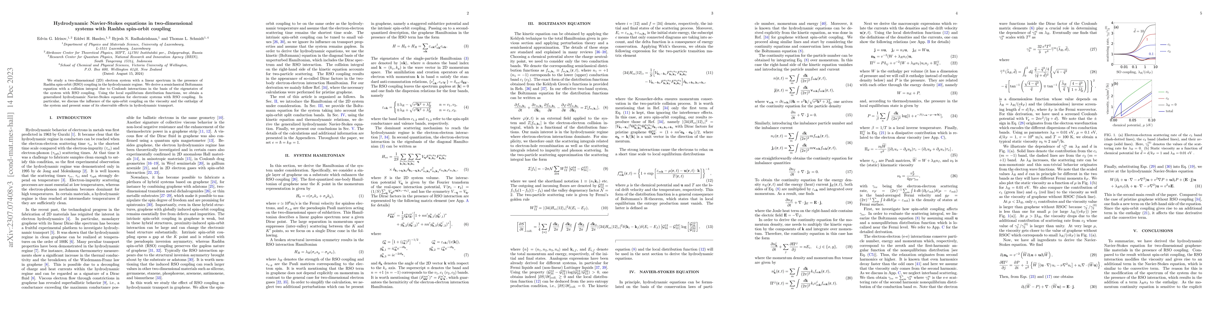 Thumbnail for Hydrodynamic Navier-Stokes equations in two-dimensional systems with
  Rashba spin-orbit coupling