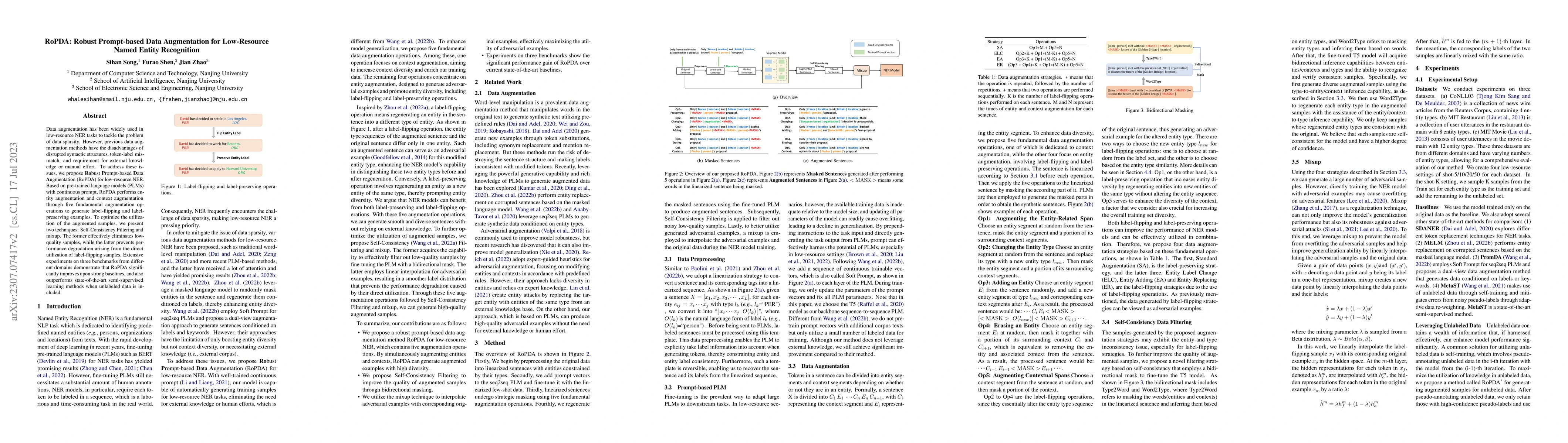 Thumbnail for RoPDA: Robust Prompt-based Data Augmentation for Low-Resource Named
  Entity Recognition