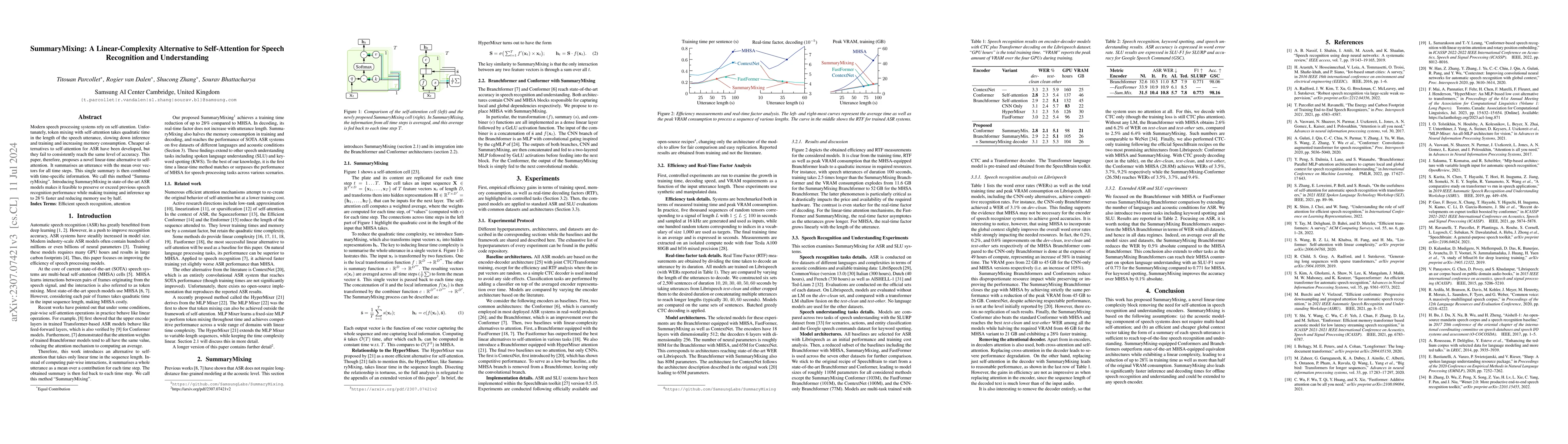 Thumbnail for SummaryMixing: A Linear-Complexity Alternative to Self-Attention for
  Speech Recognition and Understanding