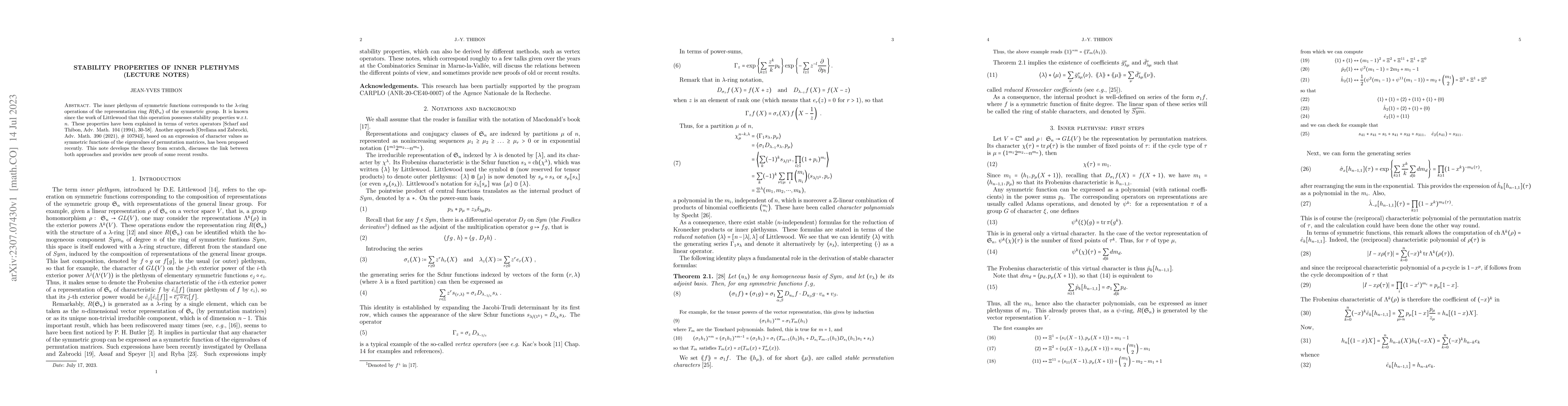 Thumbnail for Stability properties of inner plethyms (Lecture Notes)