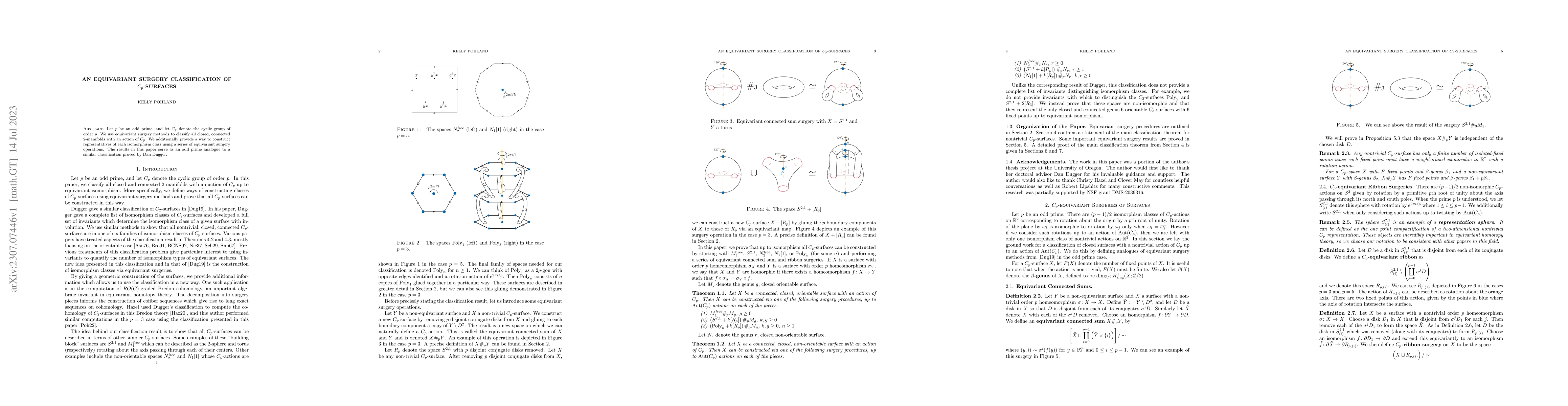 Thumbnail for An equivariant surgery classification of $C_p$-surfaces