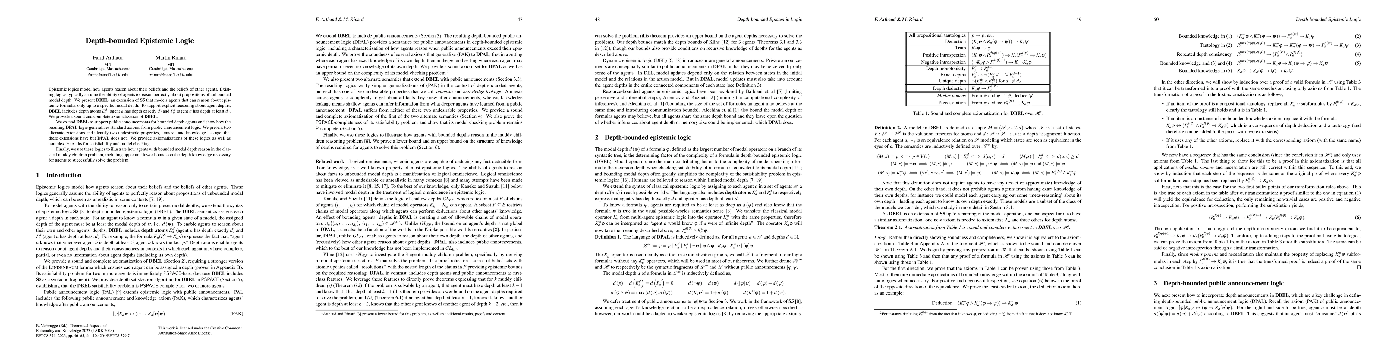 Thumbnail for Depth-bounded Epistemic Logic