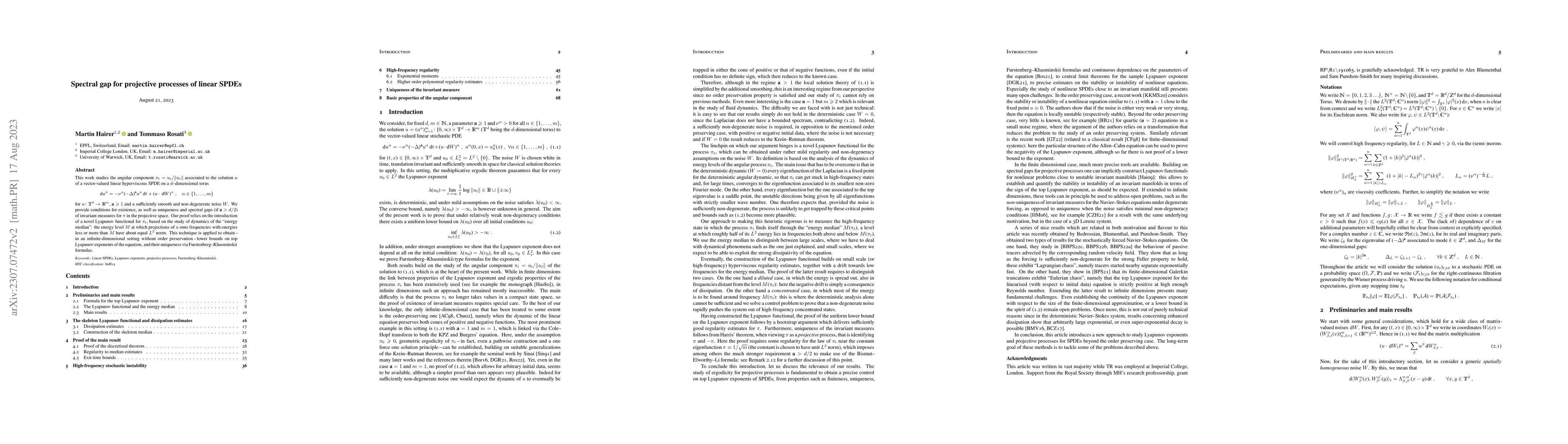 Thumbnail for Spectral gap for projective processes of linear SPDEs