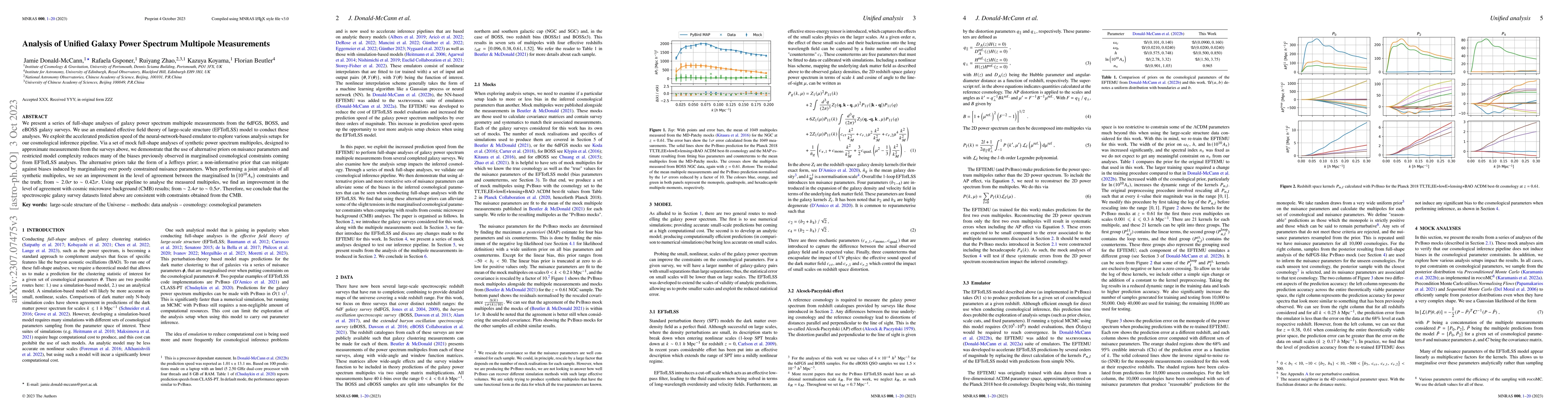 Thumbnail for Analysis of Unified Galaxy Power Spectrum Multipole Measurements