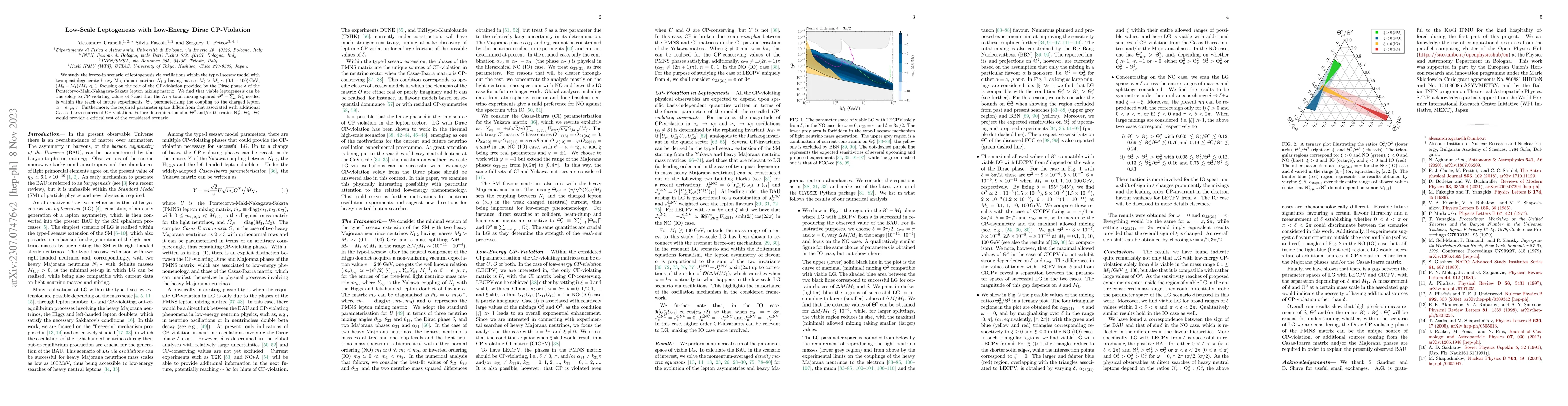 Thumbnail for Low-Scale Leptogenesis with Low-Energy Dirac CP-Violation