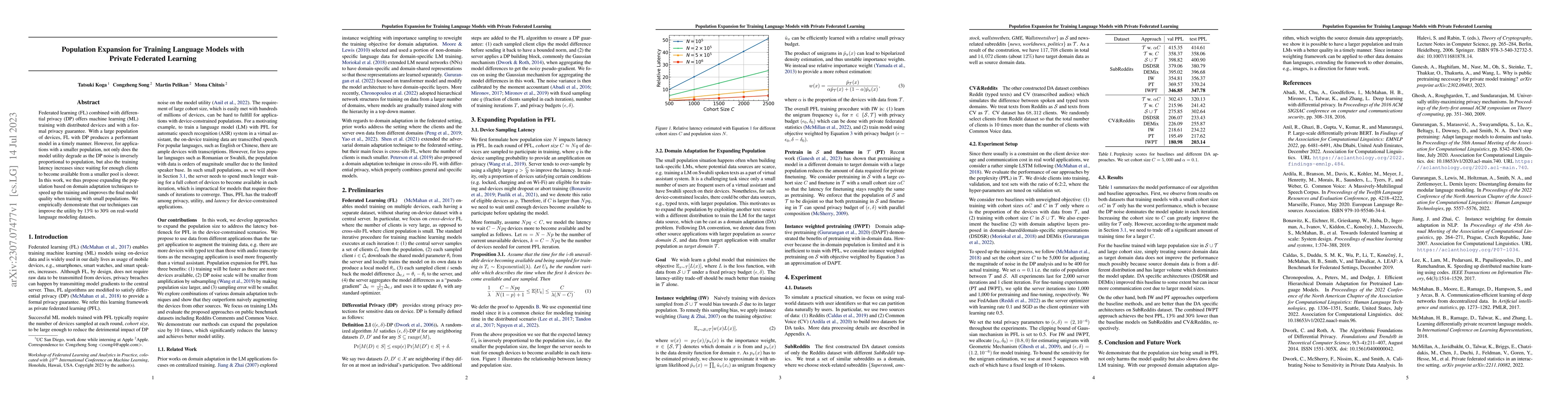 Thumbnail for Population Expansion for Training Language Models with Private Federated
  Learning