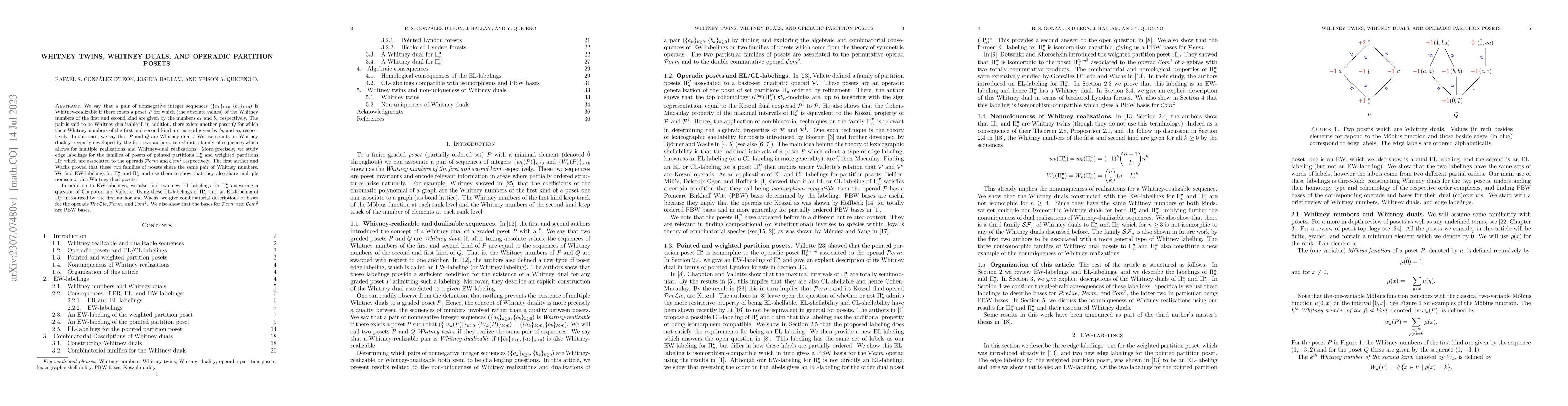 Thumbnail for Whitney Twins, Whitney Duals, and Operadic Partition Posets