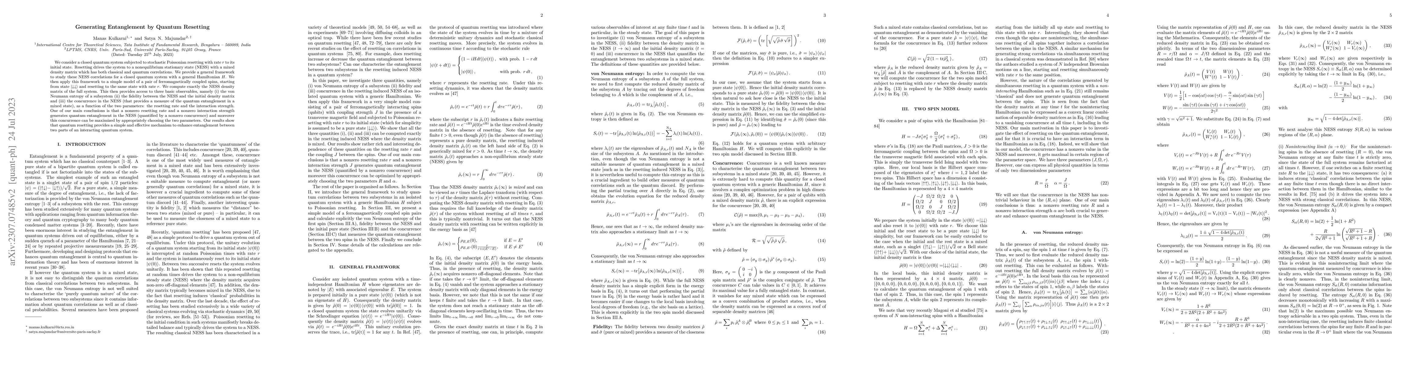 Thumbnail for Generating Entanglement by Quantum Resetting