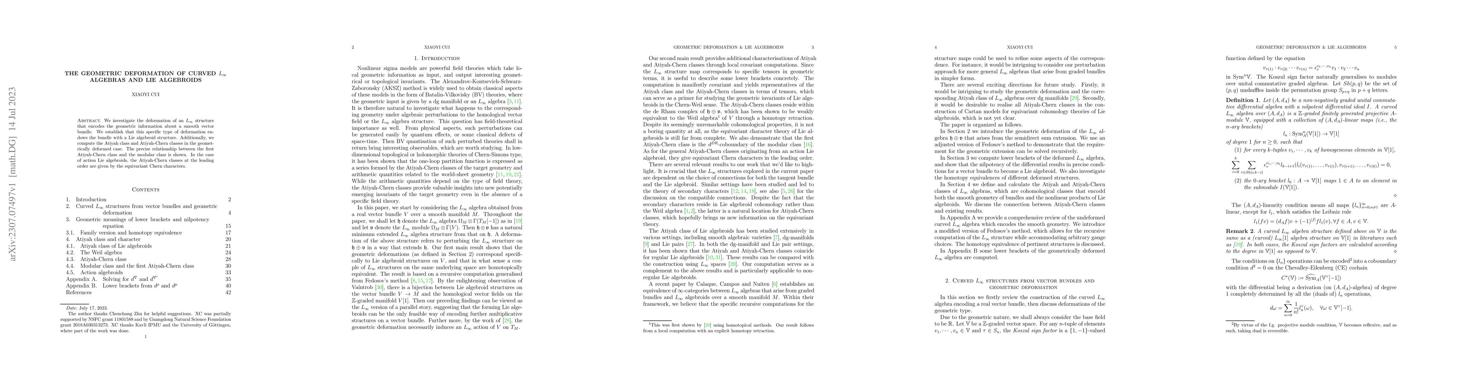 Thumbnail for The geometric deformation of curved $L_\infty$ algebras and Lie
  algebroids