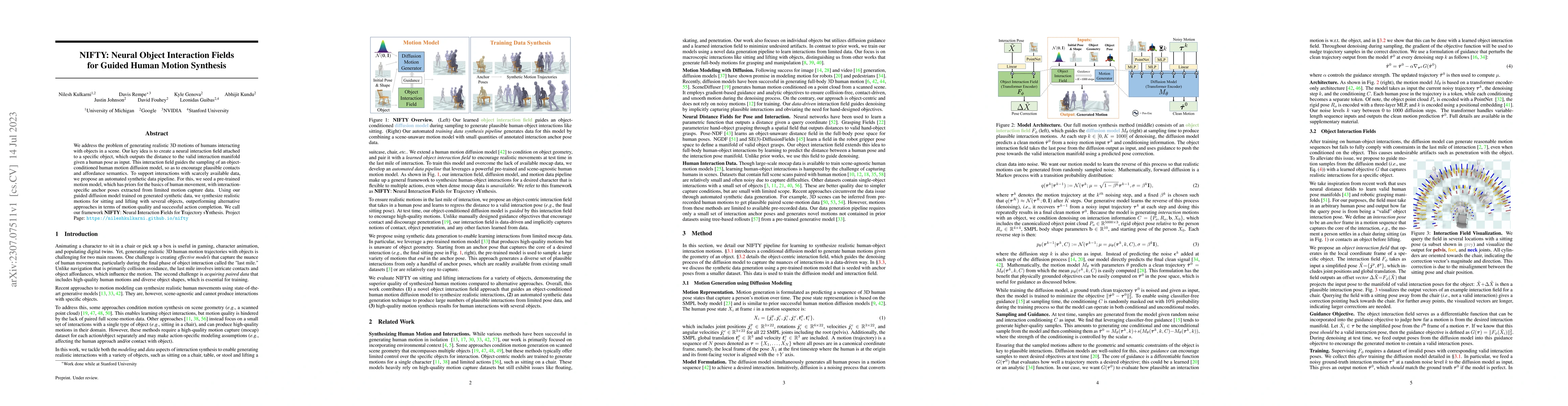 Thumbnail for NIFTY: Neural Object Interaction Fields for Guided Human Motion
  Synthesis