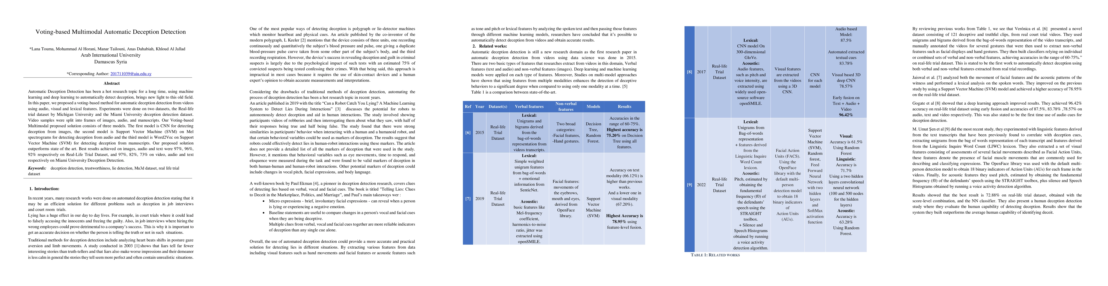 Thumbnail for Voting-based Multimodal Automatic Deception Detection