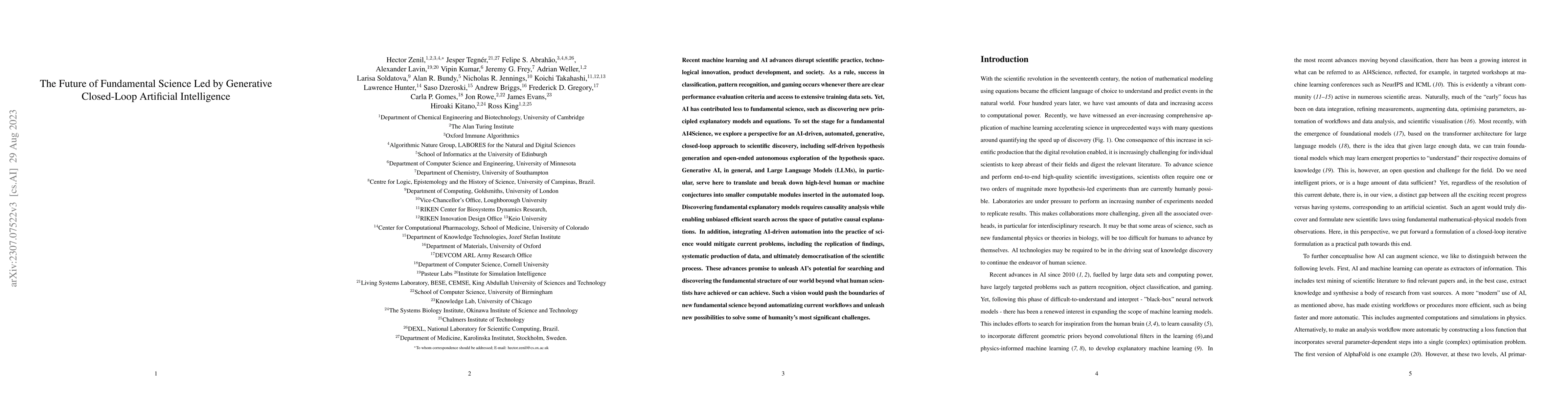 Thumbnail for The Future of Fundamental Science Led by Generative Closed-Loop
  Artificial Intelligence