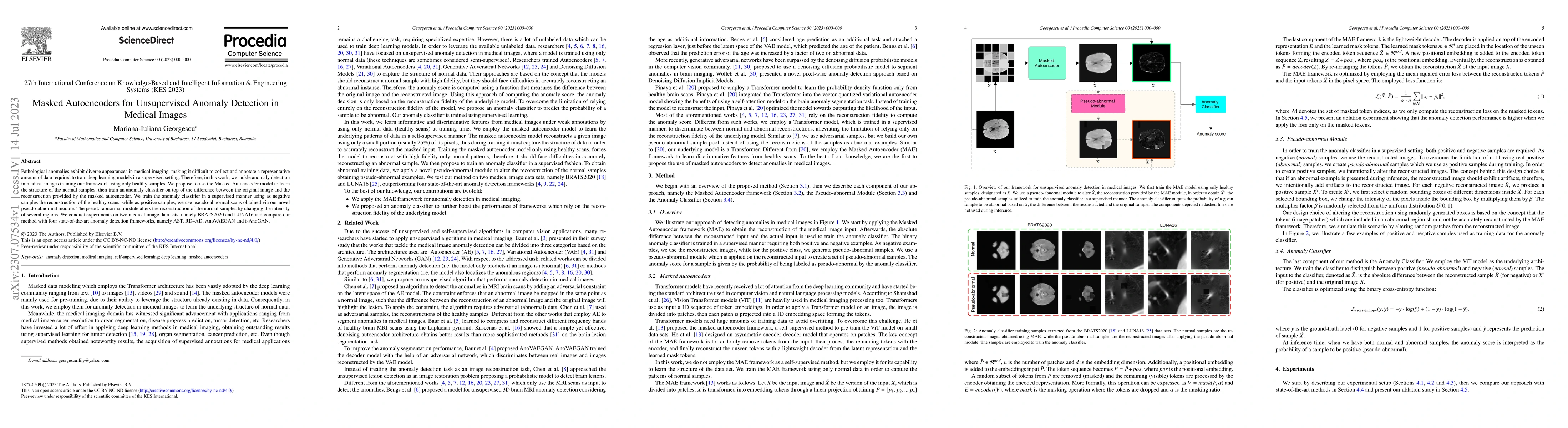 Thumbnail for Masked Autoencoders for Unsupervised Anomaly Detection in Medical Images