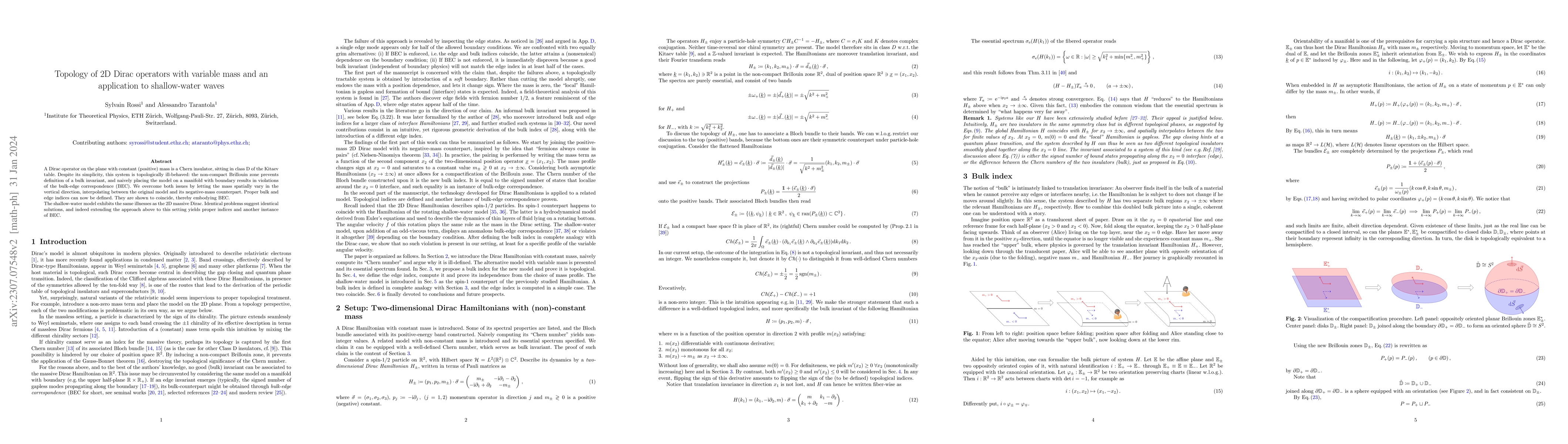 Thumbnail for Topology of 2D Dirac operators with variable mass and an application to
  shallow-water waves