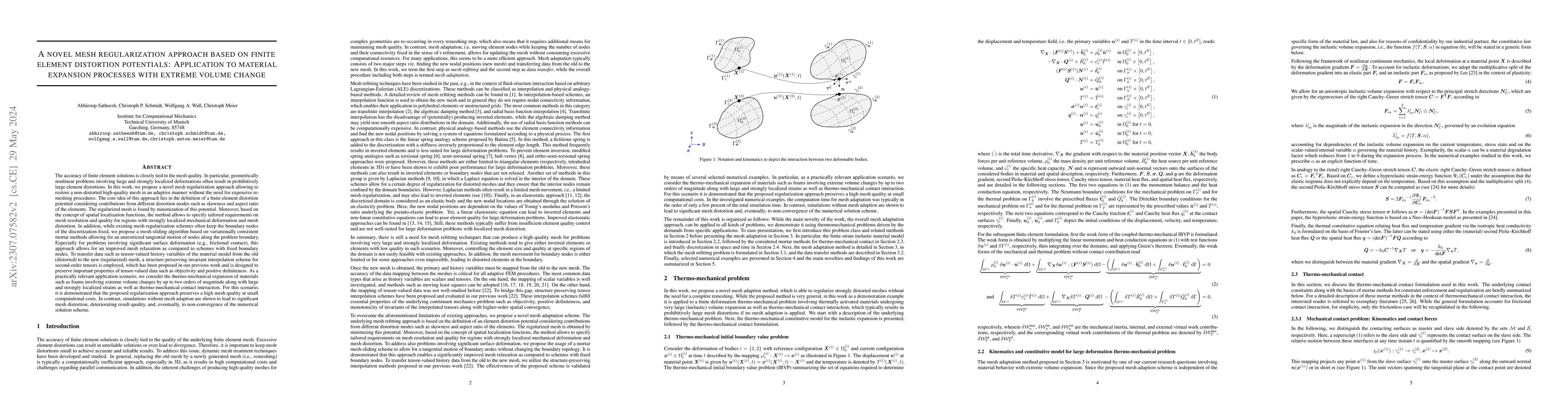 Thumbnail for A novel mesh regularization approach based on finite element distortion
  potentials: Application to material expansion processes with extreme volume
  change