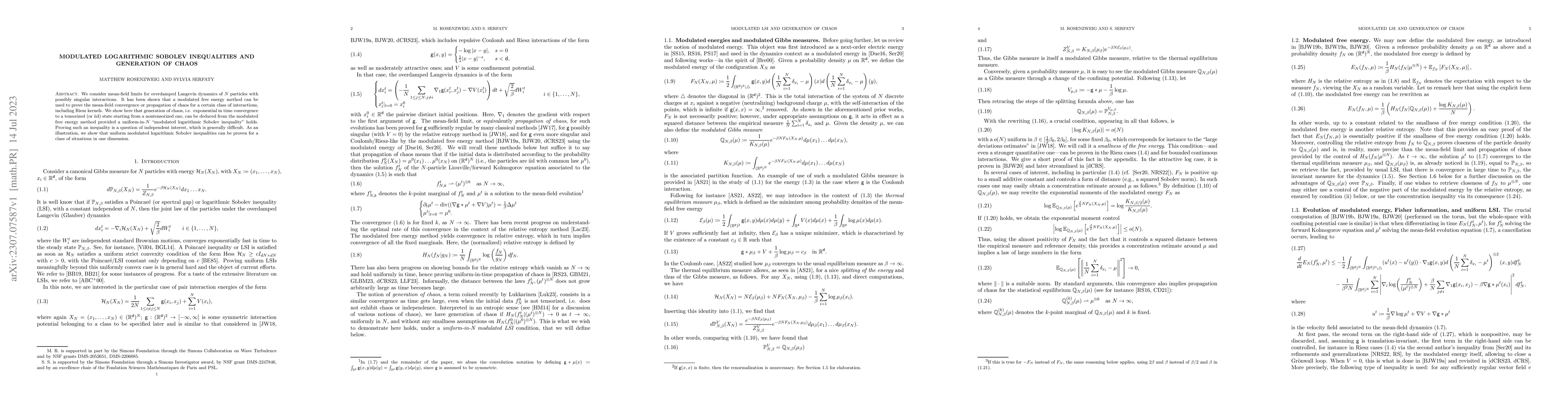 Thumbnail for Modulated logarithmic Sobolev inequalities and generation of chaos