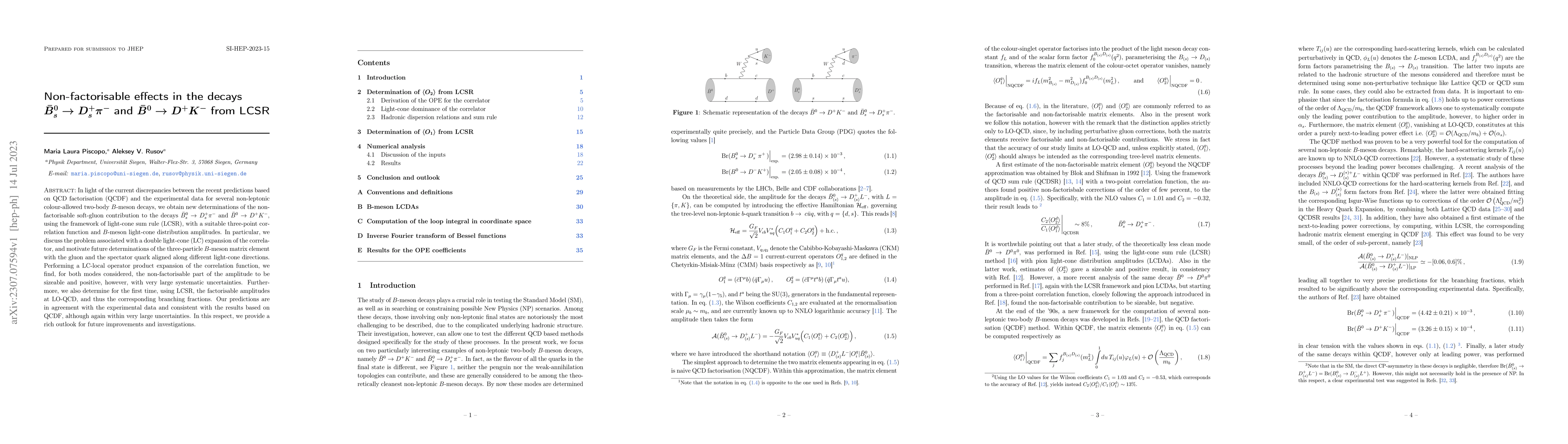 Thumbnail for Non-factorisable effects in the decays $\bar B_{s}^0 \to D_{s}^+ \pi^-$
  and $\bar B^0 \to D^+ K^-$ from LCSR