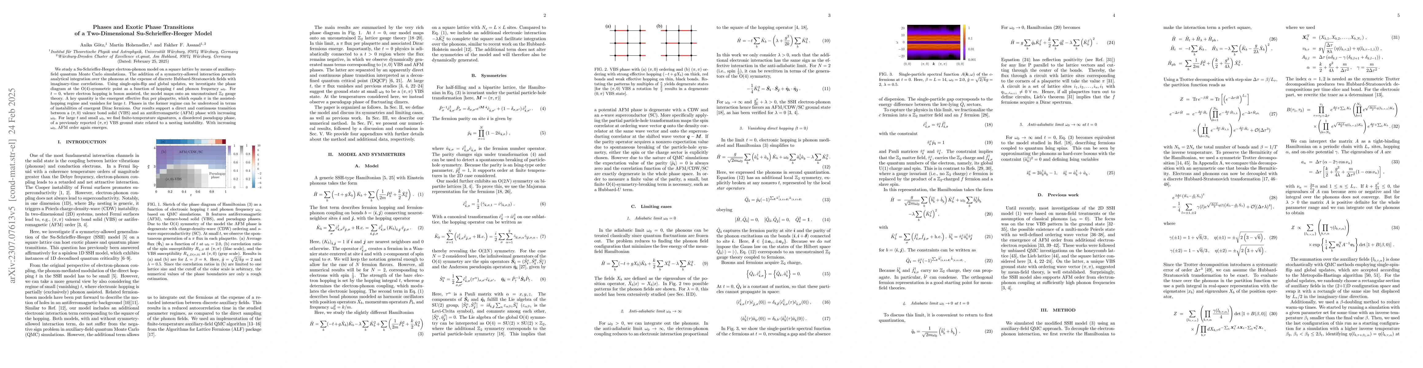 Thumbnail for Phases and Exotic Phase Transitions of a Two-Dimensional
  Su-Schrieffer-Heeger Model