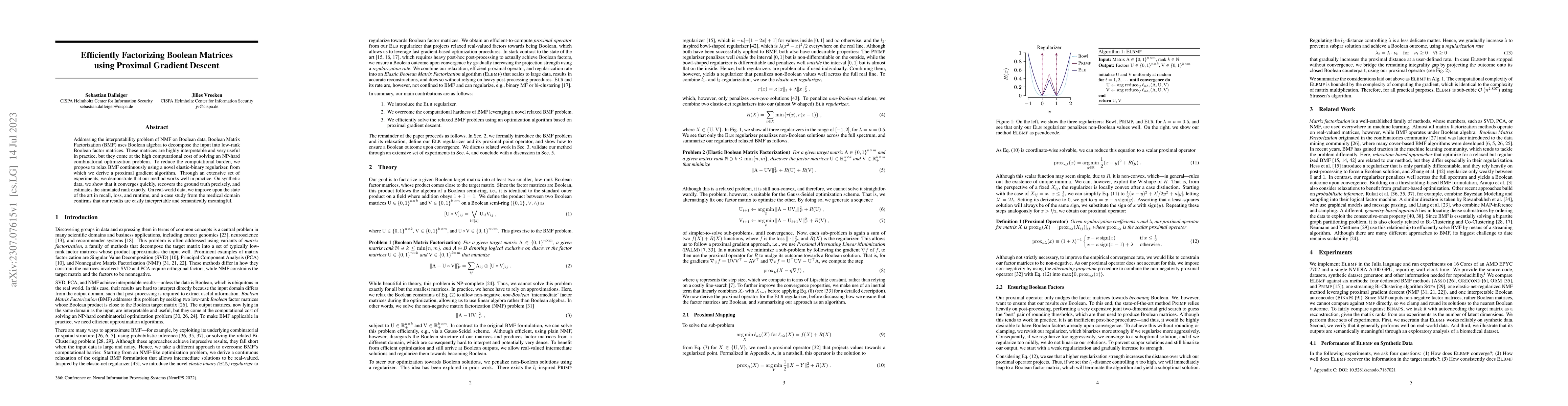 Thumbnail for Efficiently Factorizing Boolean Matrices using Proximal Gradient Descent