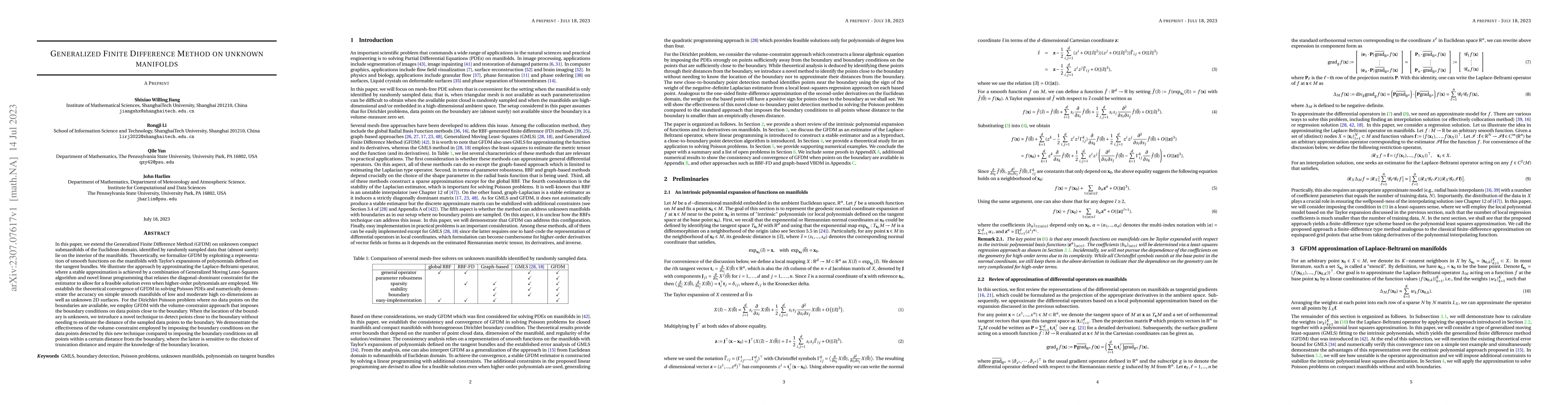Thumbnail for Generalized Finite Difference Method on unknown manifolds
