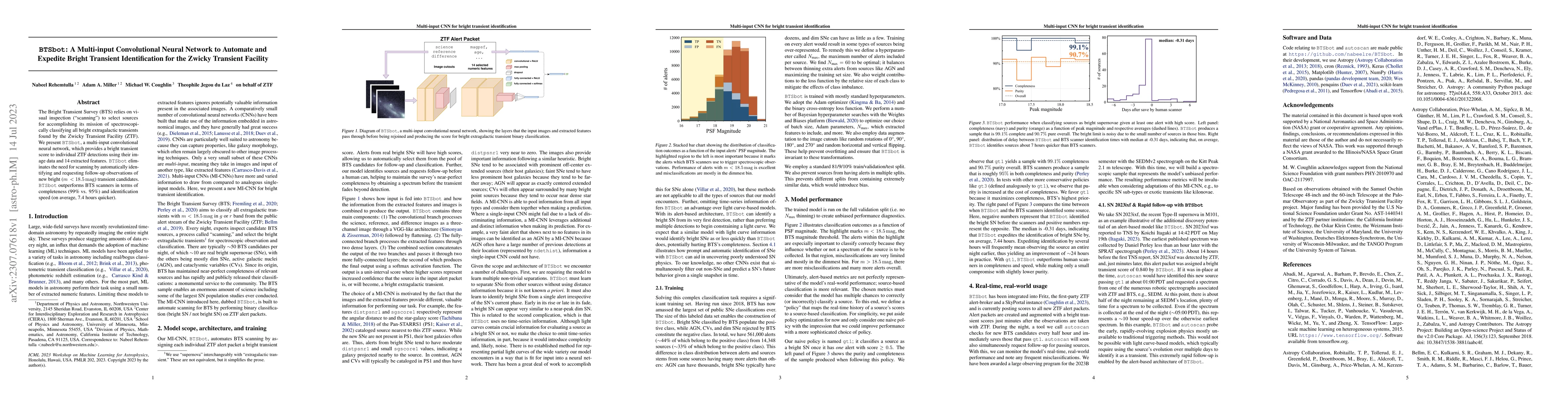 Thumbnail for $\texttt{BTSbot}$: A Multi-input Convolutional Neural Network to
  Automate and Expedite Bright Transient Identification for the Zwicky
  Transient Facility