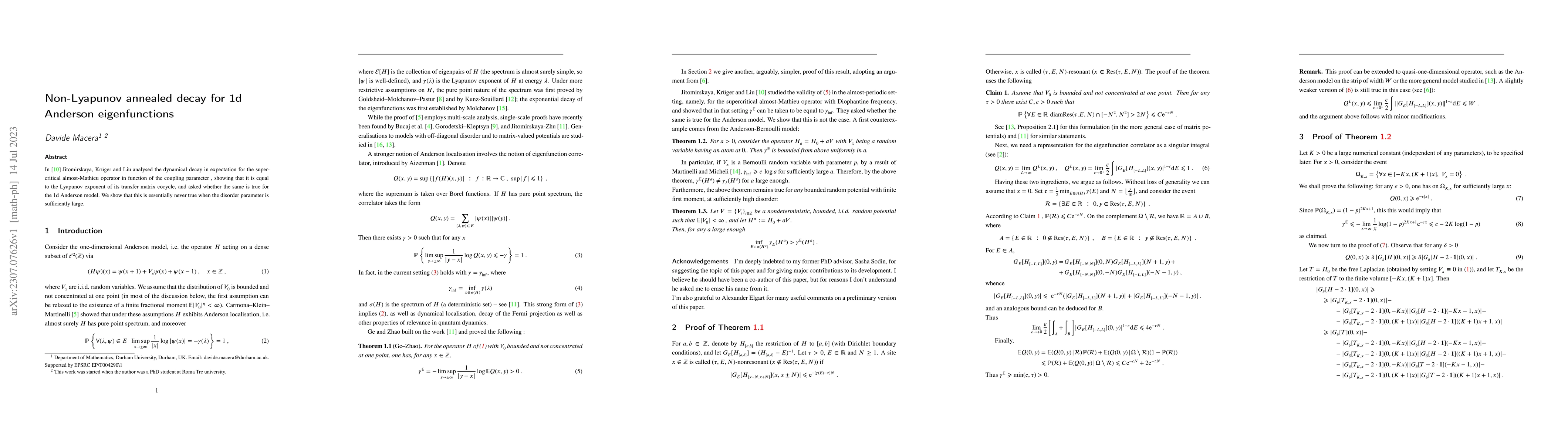 Thumbnail for Non-Lyapunov annealed decay for 1d Anderson eigenfunctions