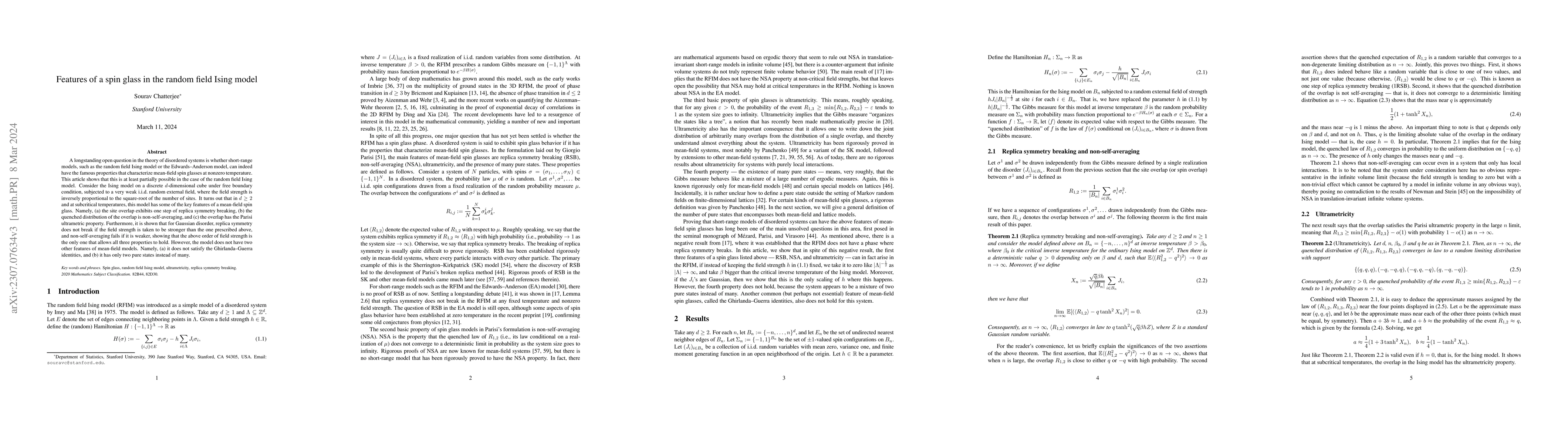 Thumbnail for Features of a spin glass in the random field Ising model