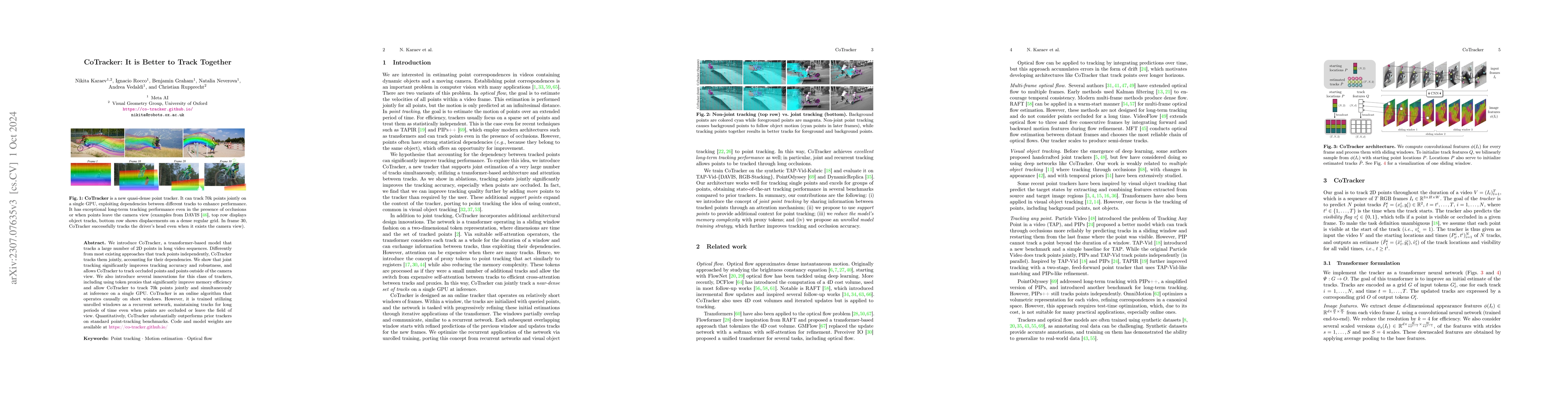 Thumbnail for CoTracker: It is Better to Track Together