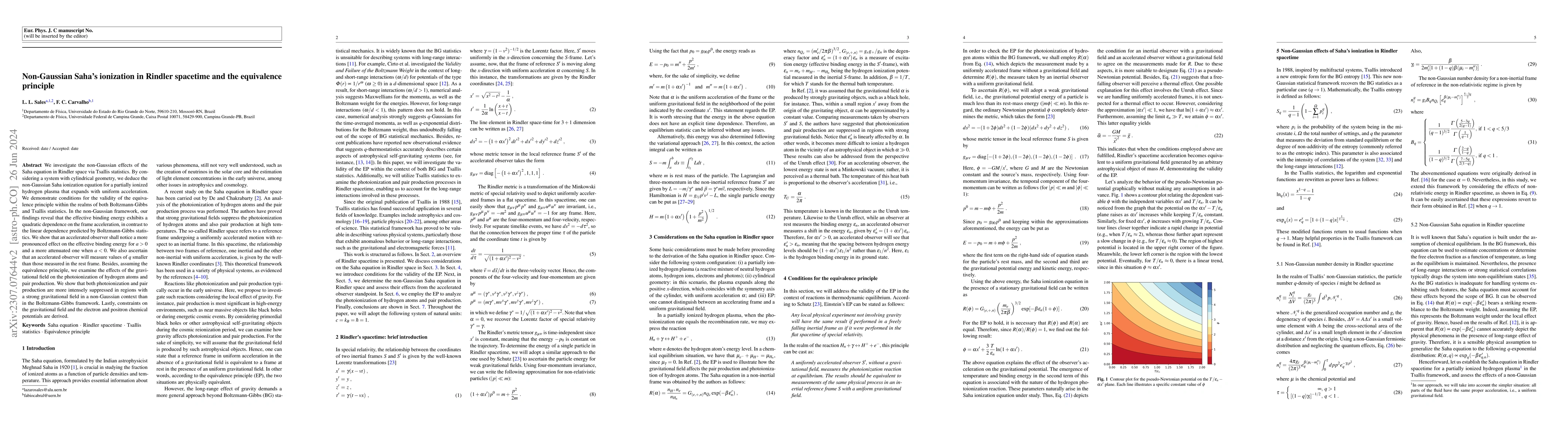 Thumbnail for Non-Gaussian Saha's ionization in Rindler spacetime and the equivalence
  principle