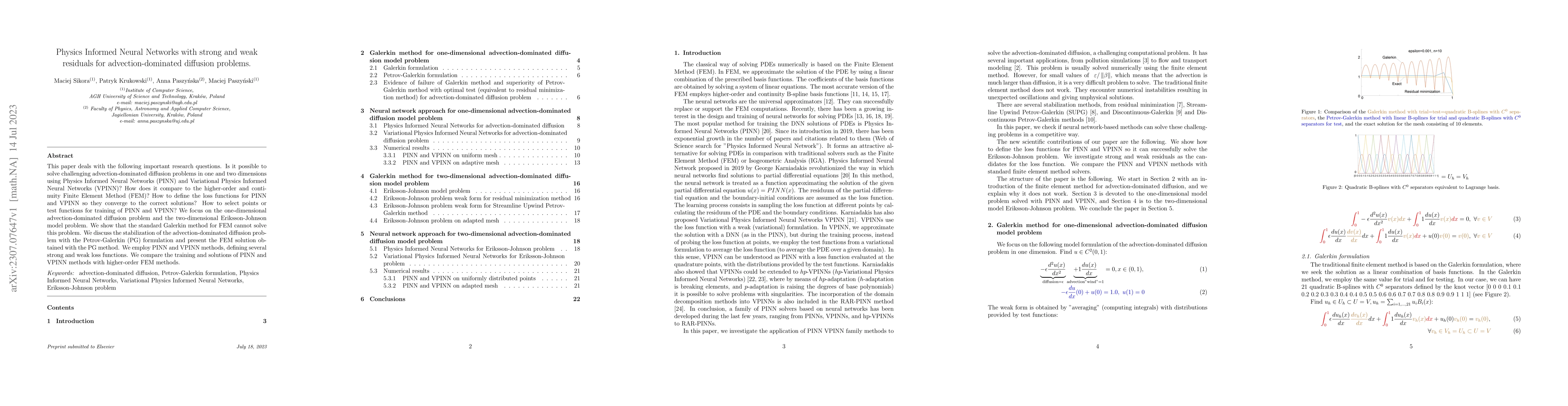 Thumbnail for Physics Informed Neural Networks with strong and weak residuals for
  advection-dominated diffusion problems